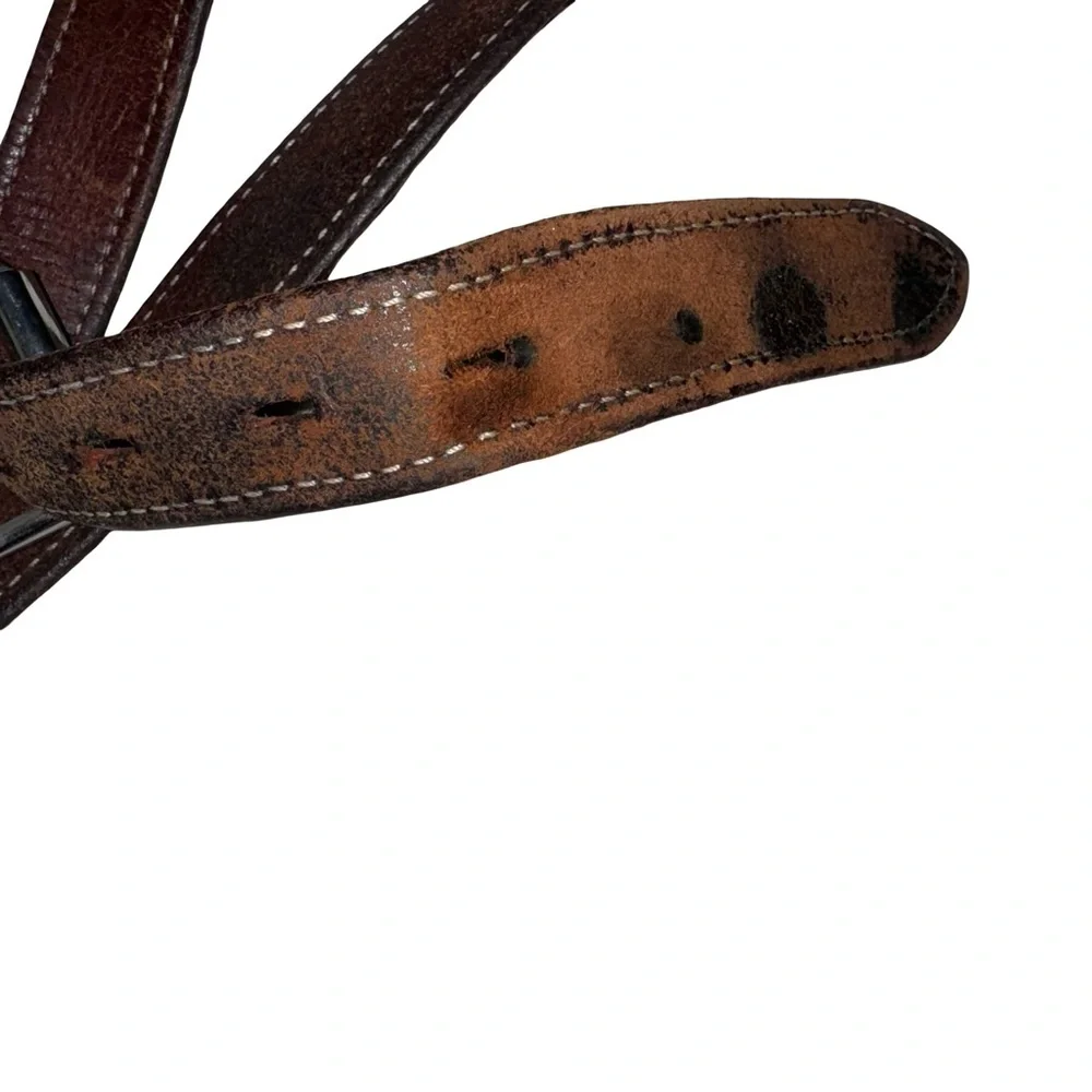 Bianchi vintage Leather Belt Brown Distressed Made‎ in USA Men's #827 size 38